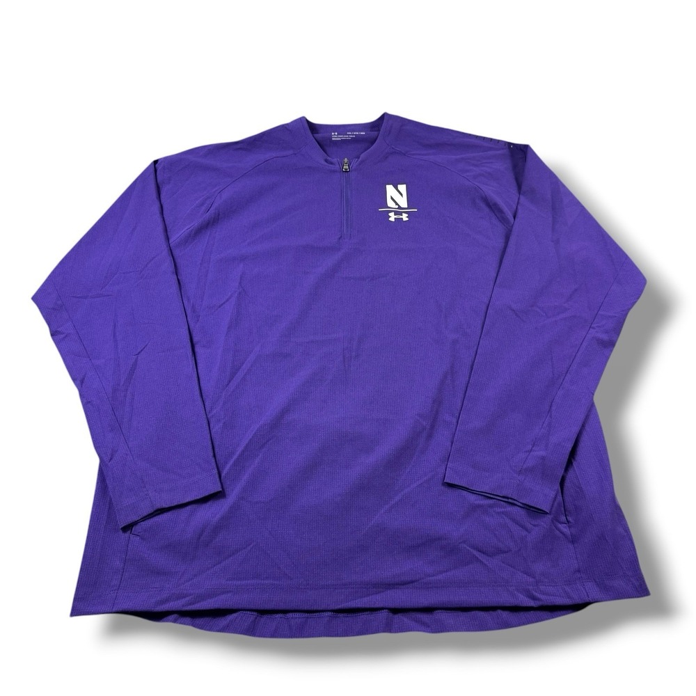 Under Armour Northwestern University Wildcats L/S 1/4 Zip Coaches Jacket 2XL EUC